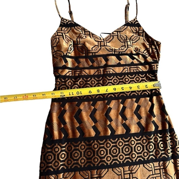 Nicole Miller STUDIO Black/Bronze Burnout Stretch Velvet Slip Dress Size 4 - Picture 14 of 17